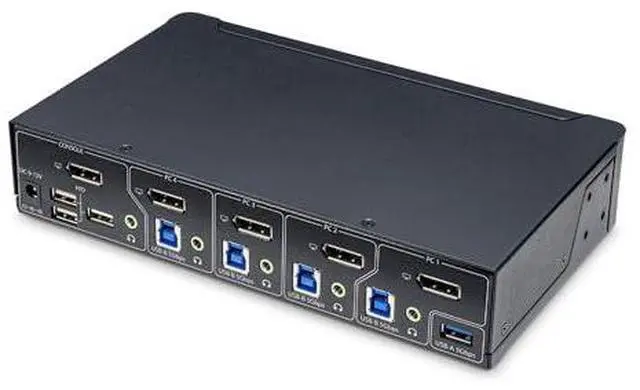 Alt view image 2 of 17 - StarTech 4-Port DisplayPort KVM Switch Single 4K 60Hz Monitor 6x USB Ports Hotkey & Push-Button Switching TAA Compliant P4AD122KVMSWITCH