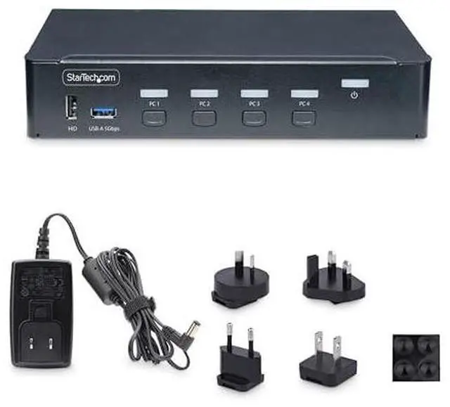 Alt view image 6 of 17 - StarTech 4-Port DisplayPort KVM Switch Single 4K 60Hz Monitor 6x USB Ports Hotkey & Push-Button Switching TAA Compliant P4AD122KVMSWITCH