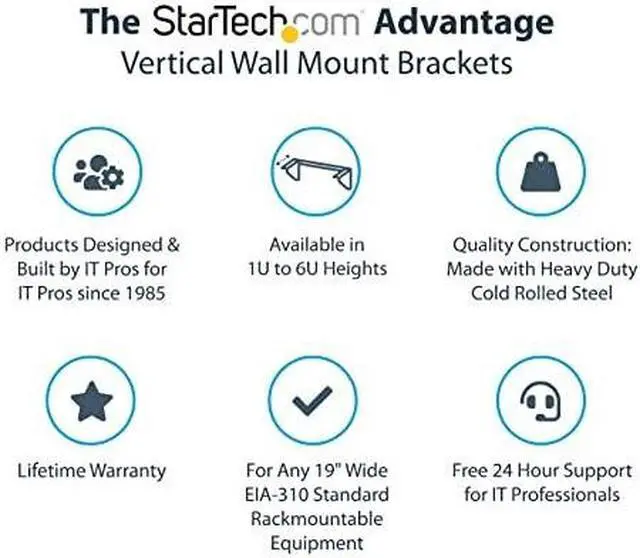 Alt view image 7 of 11 - StarTech 5U Vertical 19" Low Profile Wall Mounting Bracket RK519WALLV