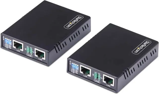 Main image of StarTech.com 10/100 Ethernet Extender Kit Up to 0.5mi (800m), Long-Range LAN Over Single Pair Wire/RJ45 UTP, Ethernet Booster