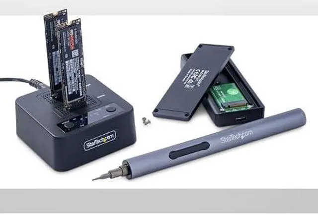 Alt view image 6 of 20 - StarTech.com 1:1 M.2 NVMe Drive Duplicator, 90GBpm Standalone M.2 SSD Cloner/Copier, USB-C 3.2 20Gbps M.2 Dual-Bay Drive Dock