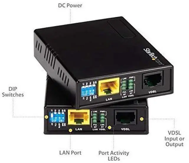 Alt view image 5 of 14 - StarTech.com VDSL2 Ethernet Extender Kit over Single Pair Wire - Up to 0.6mi (1km) LAN Repeater over RJ11/CAT5e/CAT6   VDSL-LAN-EXTENDER-1G