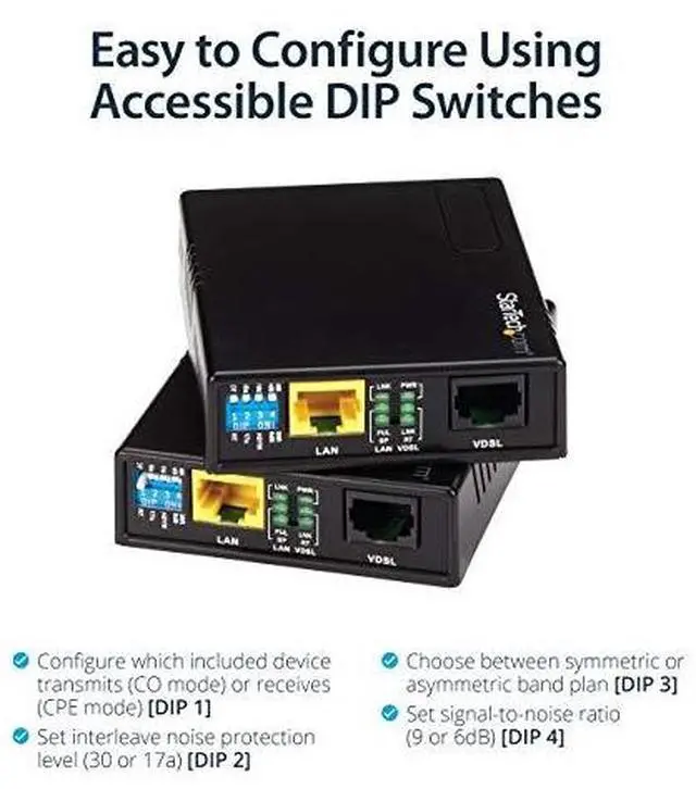 Alt view image 6 of 14 - StarTech.com VDSL2 Ethernet Extender Kit over Single Pair Wire - Up to 0.6mi (1km) LAN Repeater over RJ11/CAT5e/CAT6   VDSL-LAN-EXTENDER-1G