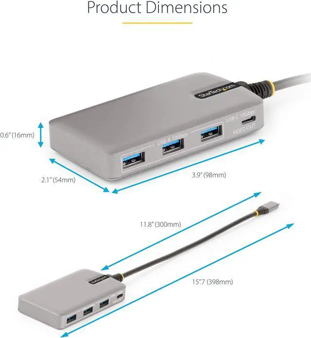 Alt view image 9 of 11 - StarTech 4-Port USB-C Hub with USB-C Video Output 100W PD HB31C3A1CDPPD3