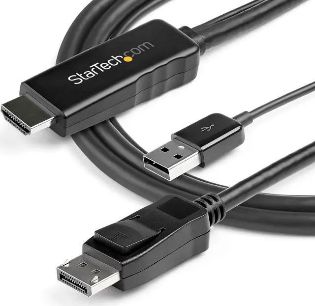 Alt view image 12 of 13 - StarTech.com 3 m 9.8 ft. HDMI to DisplayPort Cable 4K 30Hz USB-powered Active HDMI to DisplayPort Cable HD2DPMM10 HD2DPMM3M