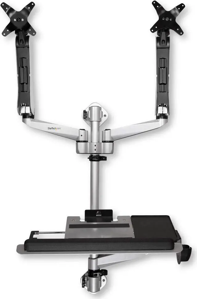 Alt view image 13 of 16 - StarTech Dual Monitor Adjustable Wall Mount Computer Workstation  WALLSTSI2