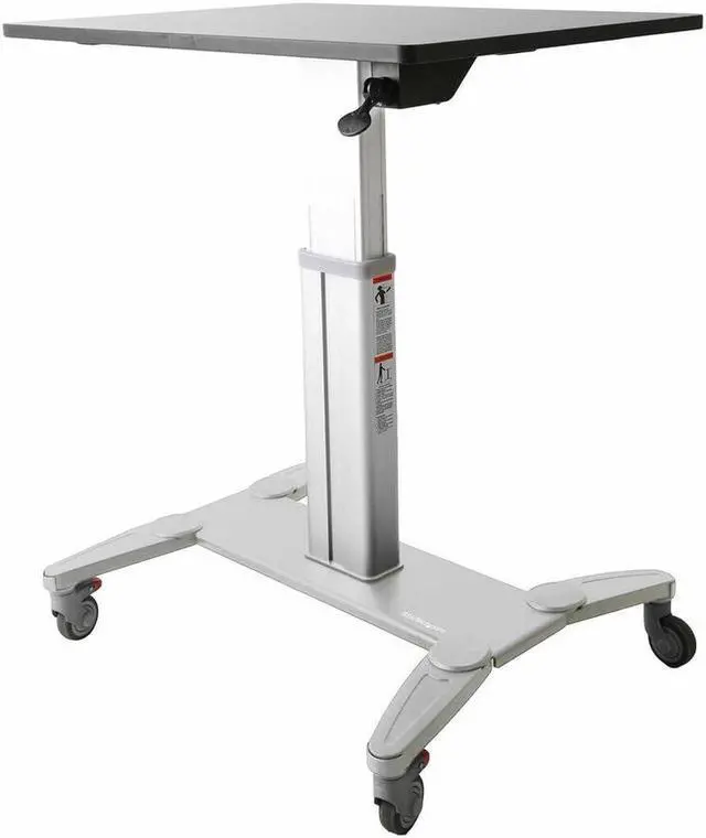 Alt view image 5 of 7 - StarTech.com Sit Stand Mobile Workstation - Rolling Desk - One-Touch Height Adjustment with Lock - Standing Desk Converter - Mobile Desk