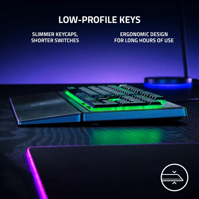Alt view image 2 of 7 - V3 X Full-Size Wired Membrane Gaming Keyboard for PC, Chroma RGB, Wrist Rest, Black