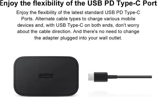 Alt view image 4 of 7 - Original Samsung Official 15W PD Power Adapter with Dual Type-C Cable (EP-T1510)