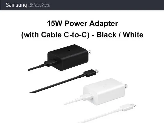 Alt view image 2 of 6 - Original Samsung Official 15W PD Power Adapter with Dual Type-C Cable (EP-T1510) White