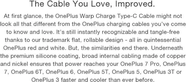 Alt view image 5 of 7 - Original OnePlus Official Warp Charge Type-C Cable 100 cm