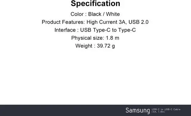 Alt view image 6 of 6 - Original Samsung Official S22 series 3A Type-C to Type-C Cable 1.8m (EP-DX310) - White