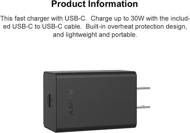 Alt view image 6 of 7 - Original Sony Official 30W Fast Charge Adapter with Dual Type-C Cable (XQZ-UC1)