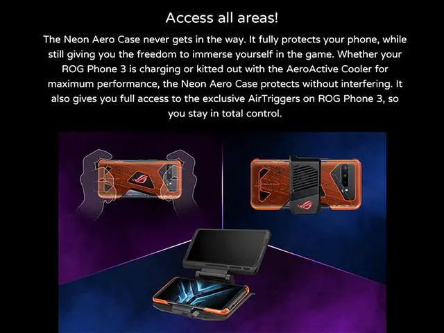 Alt view image 7 of 7 - Original ASUS Official ROG Phone 3 ZS661KS Neon Aero Case (ZS661K1CS) - 2 Pack