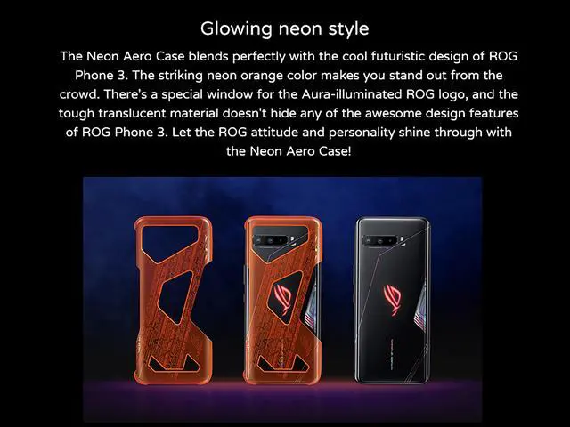 Alt view image 6 of 7 - Original ASUS Official ROG Phone 3 ZS661KS Neon Aero Case (ZS661K1CS) - 2 Pack