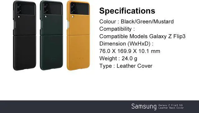Alt view image 7 of 7 - Original Samsung Official Galaxy Z Flip3 5G Leather Cover Case (EF-VF711) - Green