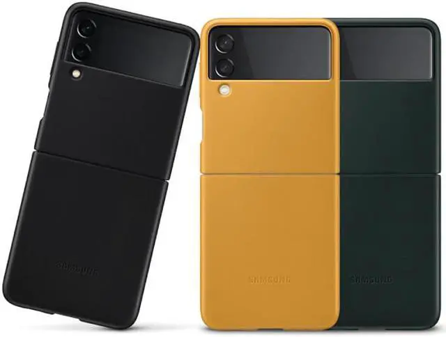 Alt view image 2 of 7 - Original Samsung Official Galaxy Z Flip3 5G Leather Cover Case (EF-VF711) - Mustard