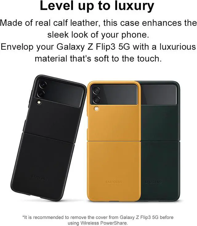 Alt view image 4 of 7 - Original Samsung Official Galaxy Z Flip3 5G Leather Cover Case (EF-VF711) - Mustard