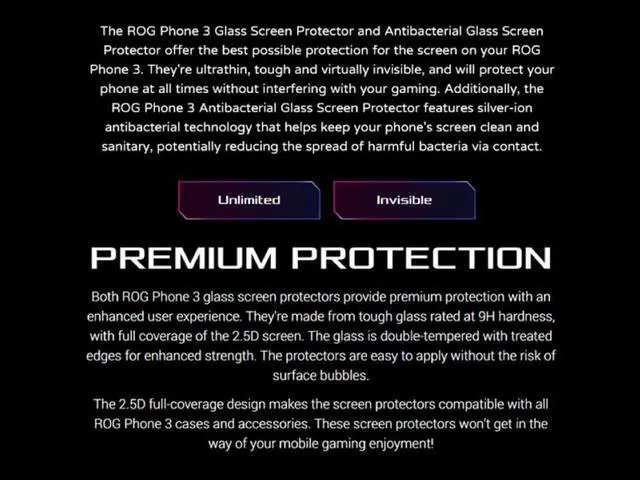 Alt view image 5 of 7 - Original ASUS Official ROG Phone 3 ZS661KS Glass Screen Protector