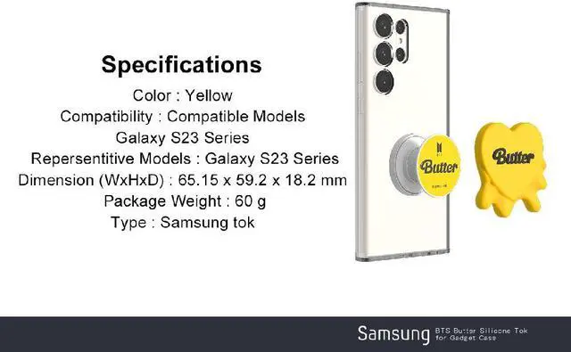 Alt view image 7 of 7 - Original Samsung BTS Butter Silicone Grip Tok for S23 Series ,Yellow / GP-TOS911
