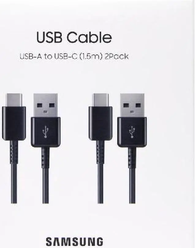 Alt view image 2 of 7 - Original Samsung Official EP-DG930 USB-A to USB-C Charging Cable 1.5M (2 Pack) - Black