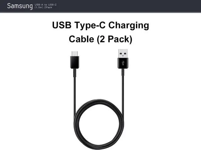 Alt view image 4 of 7 - Original Samsung Official EP-DG930 USB-A to USB-C Charging Cable 1.5M (2 Pack) - Black