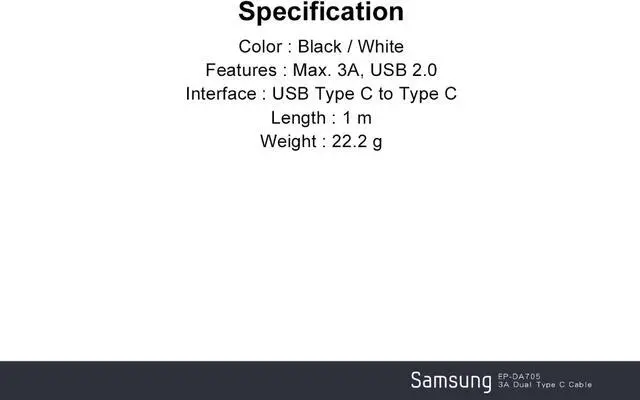 Alt view image 7 of 7 - Original Samsung Official EP-DA705 3A Dual Type C Cable - 1m for S23 Series