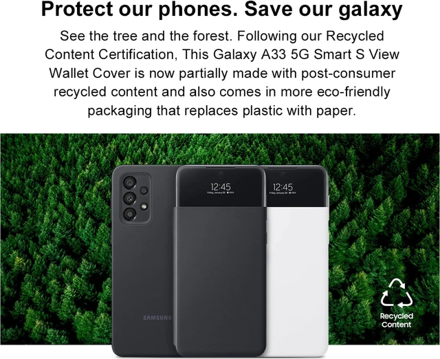 Alt view image 3 of 7 - Original Samsung Official Galaxy A33 5G Smart S View Wallet Cover (EF-EA336P) - White