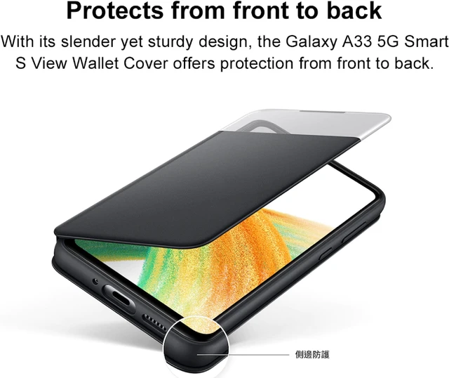 Alt view image 6 of 7 - Original Samsung Official Galaxy A33 5G Smart S View Wallet Cover (EF-EA336P) - White