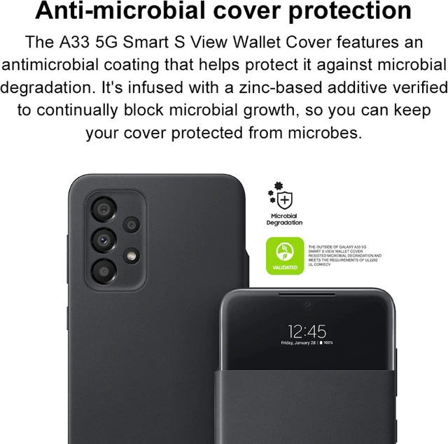 Alt view image 4 of 7 - Original Samsung Official Galaxy A33 5G Smart S View Wallet Cover (EF-EA336P) - White