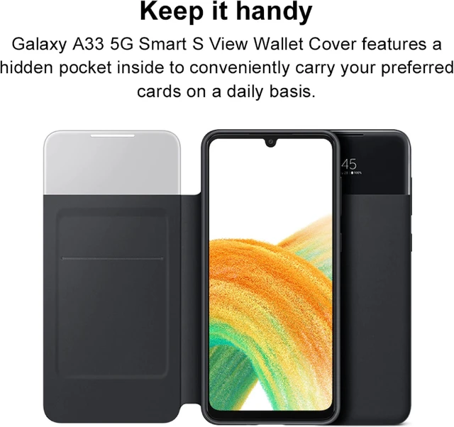 Alt view image 5 of 7 - Original Samsung Official Galaxy A33 5G Smart S View Wallet Cover (EF-EA336P) - White