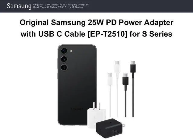 Alt view image 4 of 7 - Original Samsung for S25 Series T2510 25W PD Power Adapter with USB C Cable