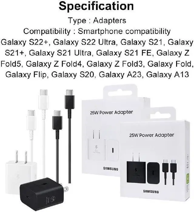 Alt view image 7 of 7 - Original Samsung for S25 Series T2510 25W PD Power Adapter with USB C Cable