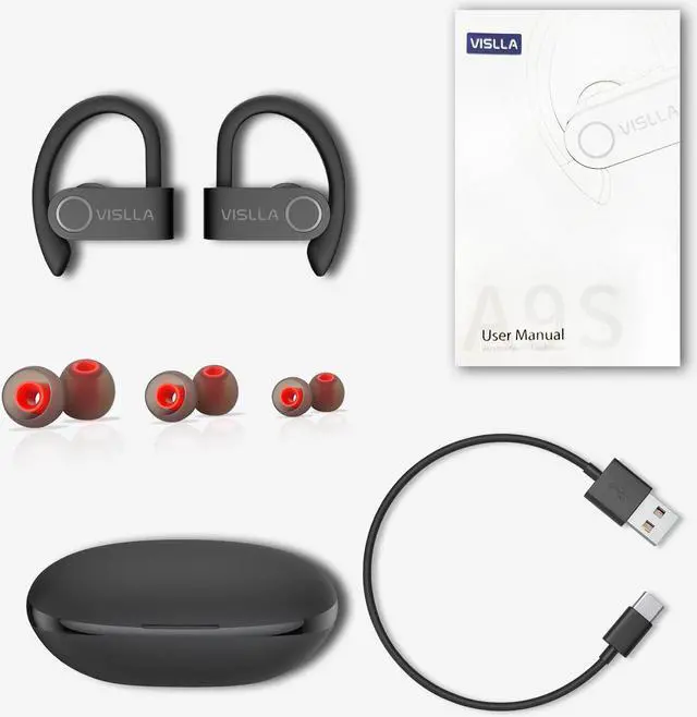 Alt view image 7 of 7 - Wireless earbuds,Bluetooth earbuds,VISLLA A9S bluetoot headphones,11 hours Super long music time,Hifi Stereo Heavy Bass,Sweatproof,Low Latency,for Workout/Running