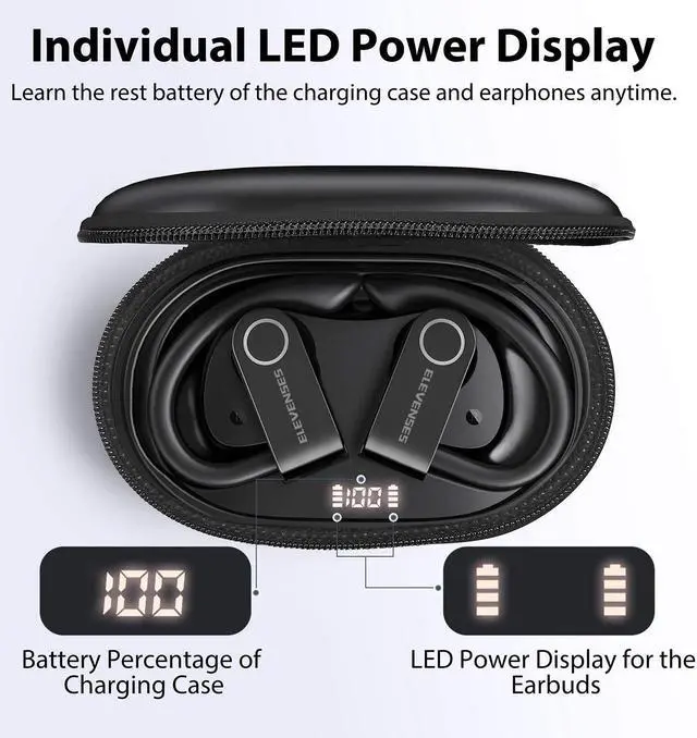 Alt view image 5 of 7 - Wireless earbuds,Bluetooth earbuds with mic,T7 PRO Bluetooth headphones,11 hrs long music time,Hifi Stereo Heavy Bass,Sweatproof,Low Latency,Zipper bag Charging case, for Workout/Running/Gym