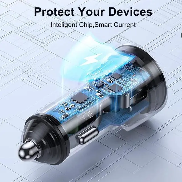 Alt view image 5 of 7 - VISLLA USB C Car Charger 45W Dual Port auto Fast USB Car Adapter PD3.0&QC 4.0 3.0 Aluminum Alloy Compatible with iPhone 14 13 12 11 X ,Samsung Galaxy S22/S21/S20 Note 20, Pixel,Switch and more