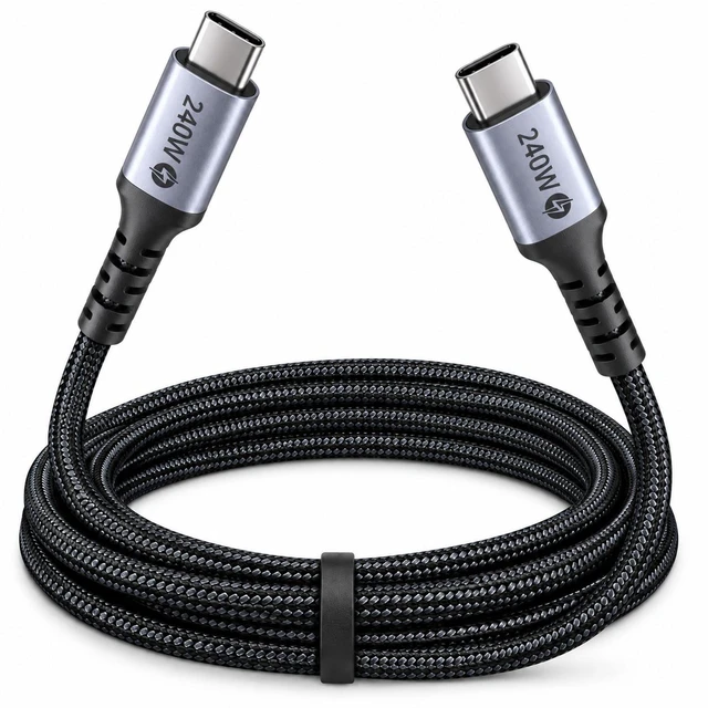 Main image of 240W USB C to USB C Cable 6.6FT, PD 3.1 48V/5A Fast Charging Braided Type C Cable with E-Marker, Compatible with MacBook Pro/Air, iPhone 17/16/15, Galaxy S26/S25/S24, Pixel 10/9/8, iPad Pro/Air, Steam