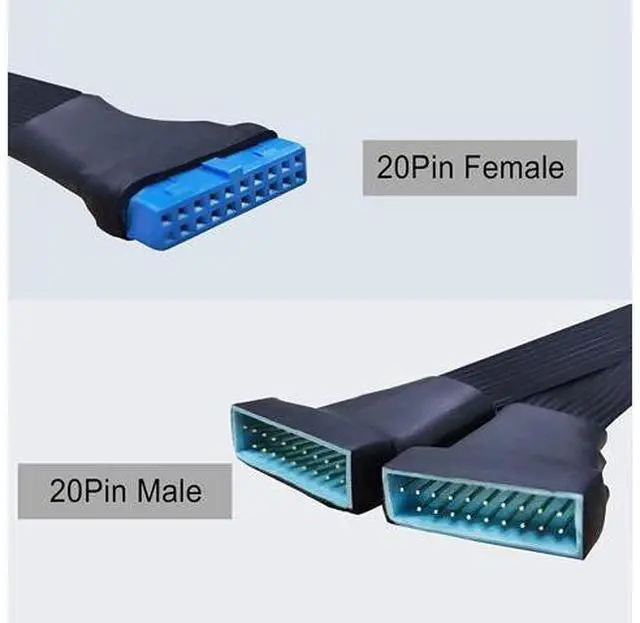 Alt view image 2 of 6 - DIXSG USB 3.0 Header Extension Cable, 19/20 Pin 1 to 2 Y Splitter Internal Extension Adapter DIY(5.9 inch)