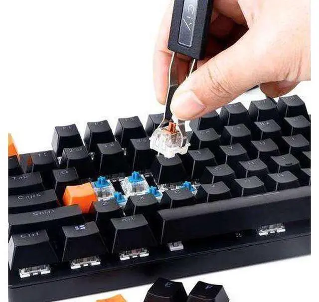 Alt view image 2 of 5 - DIXSG Keycap Puller Switch Puller Stainless Steel Keycap Removal Tool with 2 Pcs Keyboard Cleaning Brush for Mechanical Keyboard