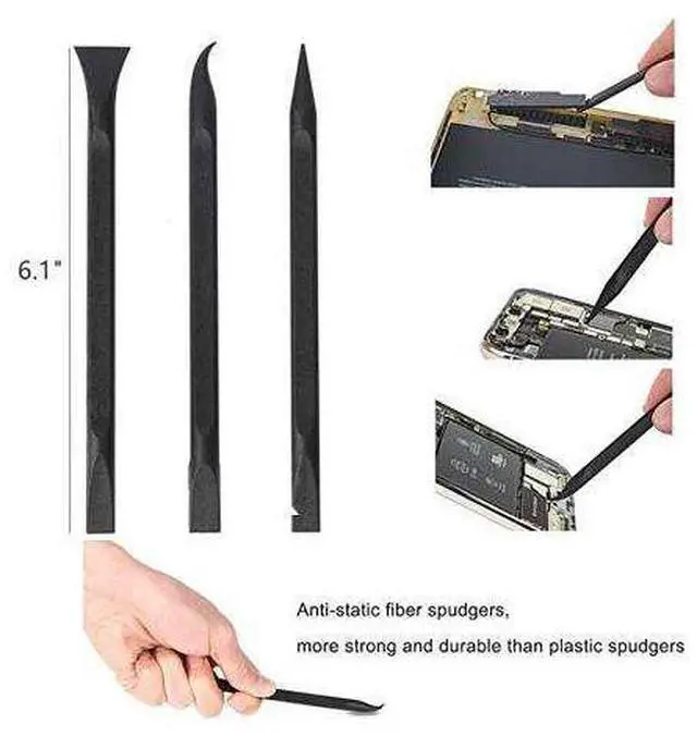 Alt view image 2 of 7 - DIXSG Professional Electronics Opening Pry Tool Repair Kit with Metal Spudger NonAbrasive Carbon Fiber Nylon Spudgers and AntiStatic Tweezers for Cellphone iPhone Laptops Tablets and More 20 Piece