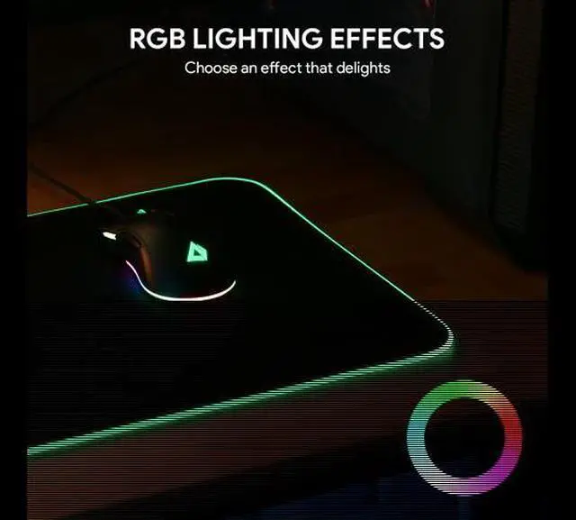 Alt view image 2 of 2 - DIXSG RGB Gaming Mouse Pad Large (31.5×11.8×0.15in) Thick Extended LED Mousepad with Customizable 16.8 Million Colors, 10 Preset Lights, Spill-Resistant Smooth Surface KM-P