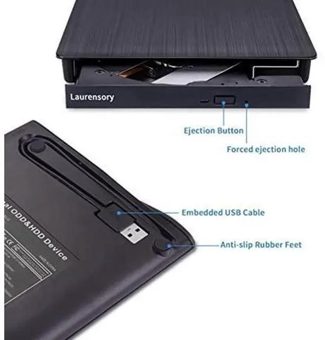 Alt view image 4 of 5 - DIExternal DVD Drive USB 3.0 Type-C USB C Portable DVD Player for Laptop CD DVD +/-RW Disk Drive CD ROM Player Writer CD/DVD Burner Reader Compatible with Laptop Desktop Windows Linux OS Apple MacBook