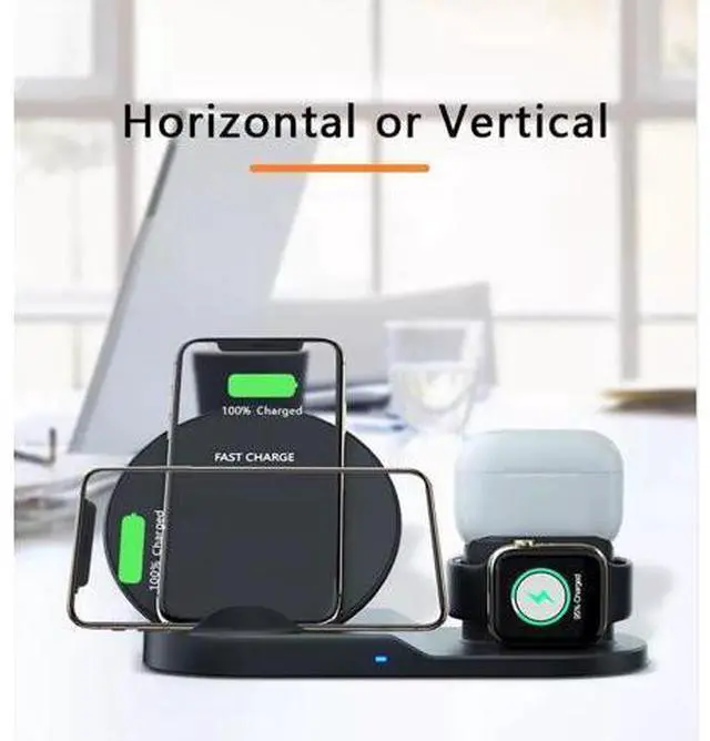 Alt view image 3 of 7 - DIXSG Wireless Charger,3 in 1 Wireless Charge Station for iPhone,Airpods,Apple Watch,Compatible with iPhone 13/13 Pro/11 Max/Xs/Xr/X/10/8 Plus Samsung Galaxy S20/Note 10/S10 Plus
