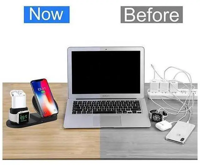 Alt view image 4 of 7 - DIXSG Wireless Charger,3 in 1 Wireless Charge Station for iPhone,Airpods,Apple Watch,Compatible with iPhone 13/13 Pro/11 Max/Xs/Xr/X/10/8 Plus Samsung Galaxy S20/Note 10/S10 Plus