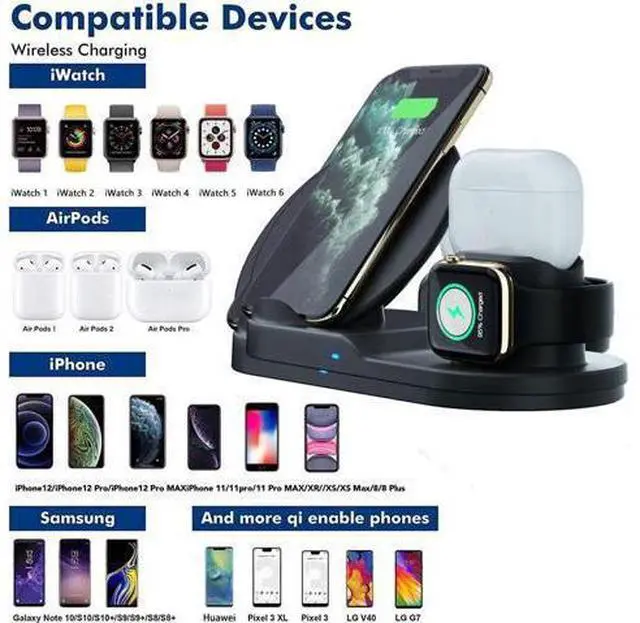 Alt view image 6 of 7 - DIXSG Wireless Charger,3 in 1 Wireless Charge Station for iPhone,Airpods,Apple Watch,Compatible with iPhone 13/13 Pro/11 Max/Xs/Xr/X/10/8 Plus Samsung Galaxy S20/Note 10/S10 Plus
