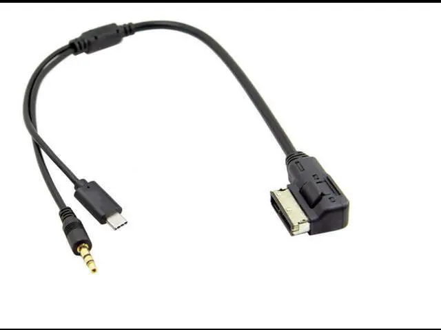 Alt view image 2 of 7 - Media In AMI MDI to Stereo 3.5mm Audio & USB-C Aux Adapter Cable for Car VW AUDI 2014 A4 A6 Q5 Q7