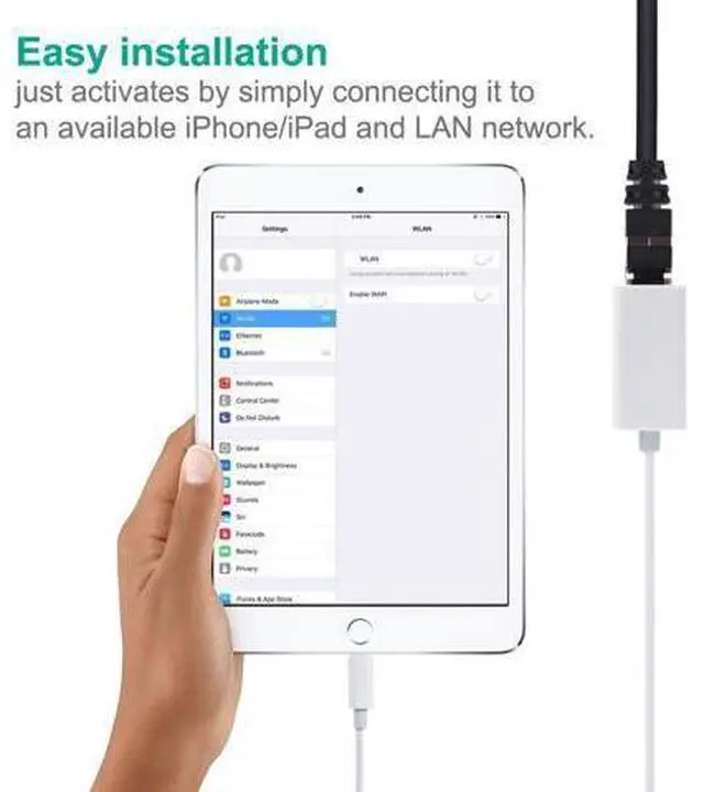 Alt view image 5 of 7 - DIXSG Lightning to Ethernet Adapter RJ45 Wired LAN High Speed Network Connector Overseas Travel for iPhone iPad,RJ45 to Lightning to Ethernet Adapter For iPhone/iPad Ethernet Adapter Cable Connect the