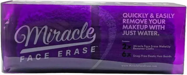 Main image of Miracle Products Makeup Remover Microfiber Face Cloth Reusable 6 Hair Ties 2 Pack