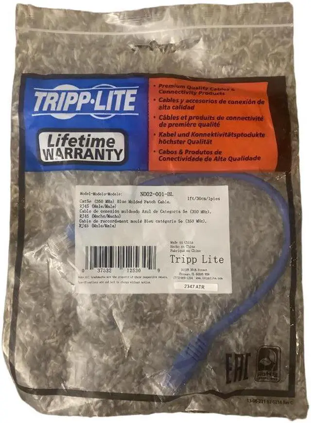Alt view image 2 of 4 - Tripp Lite 1ft Cat5e Blue Patch Cable Molded 350mhz N002-001-BL