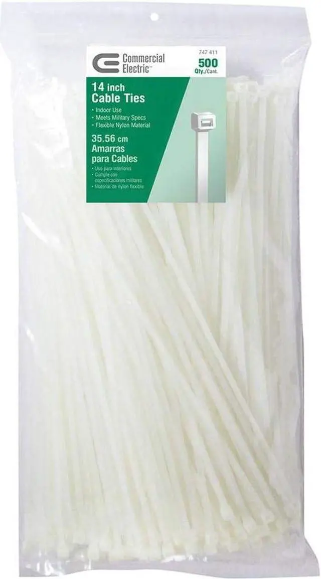 Alt view image 5 of 6 - Commercial Electric 14 in. Cable Tie - Natural (500-Pack)